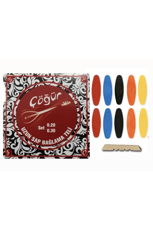 Çöğür Müzik 0.20 (Uzun Sap) Bağlama Tel Seti + Tezene Seti + Eşik - Image 1