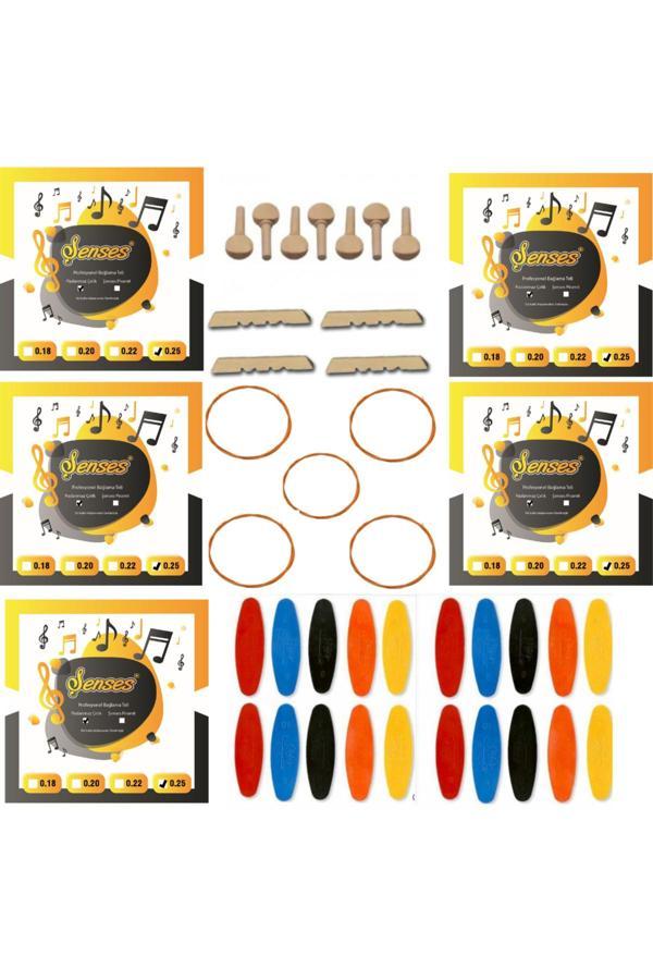 Şenses Müzik Market 0 25 Divan Bağlama Takım Teli 5 Takım 5 Bambam 7 Ağaç Burgu 20 Adet Tezene 3 Eşik - Image 1