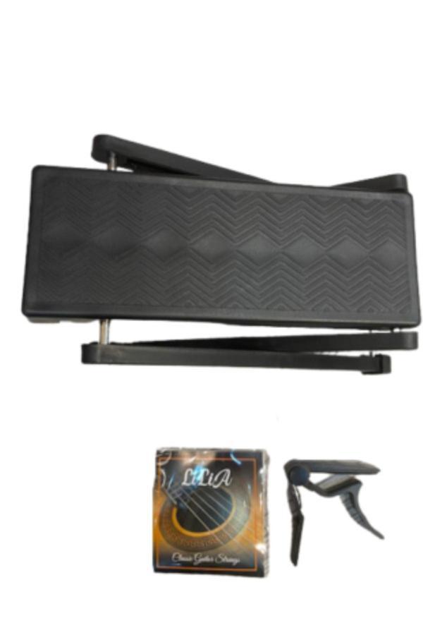 Şenses Müzik Market Müzik (4 Lü) Set Lilia Klasik Gitar Takım Tel + Metal Kapo+Ayarlanabilir Metal Ayaklık+3 Pena - Image 1