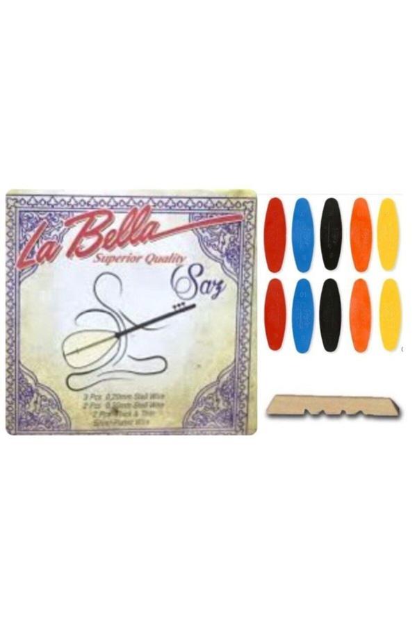Labella Müzik Profesyonel La Bella Uzun Sap 0.20 Bağlama Teli + Metal Kelepçe + 10 Adet Tezene + Eşik - Image 1