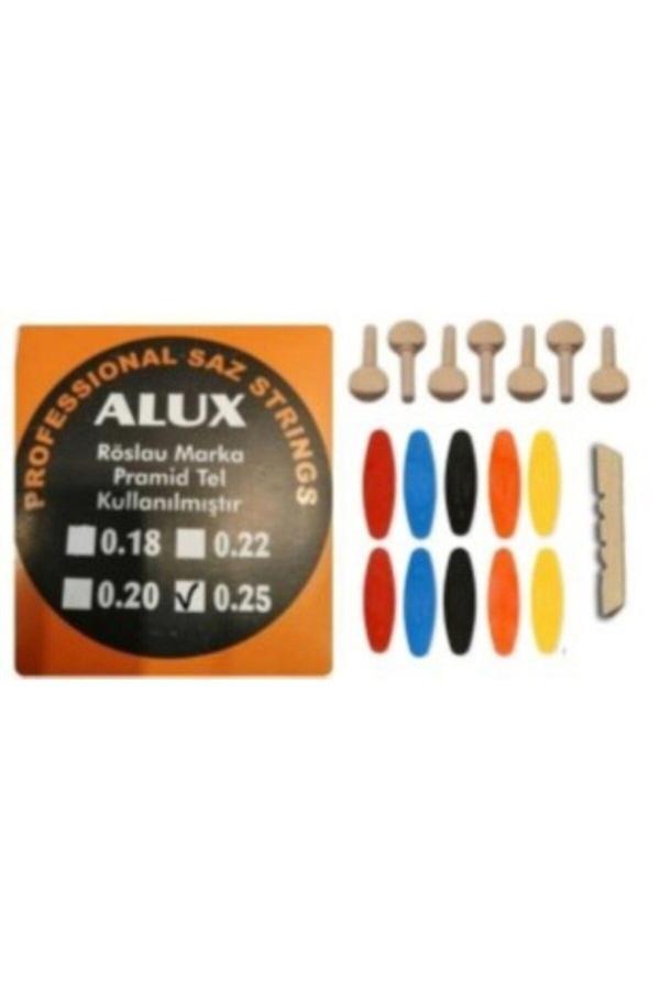 Alux Müzik 0.25 Divan Bağlama Piramit Tel Seti + 7 Adet Burgu + 10 Adet Numaralı Tezene +Eşik - Image 1