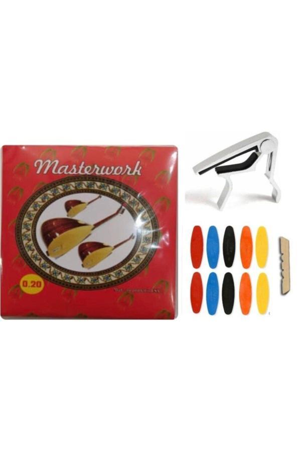 Şenses Müzik Market Masterwork 0.20 Uzun Sap Tel Seti + Metal Kelepçe + 10 Adet Numaralı Tezene + Eşik - Image 1