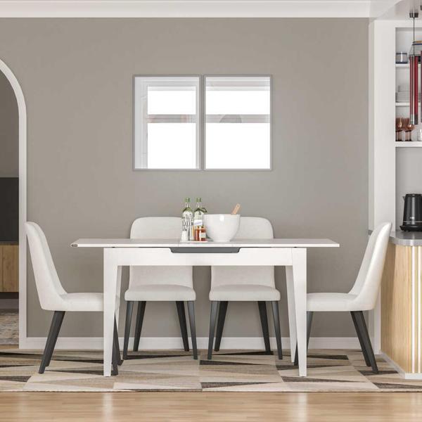 Açılır Mutfak Masası - Mat Lake Beyaz 120-150x75x70 cm - Image 1