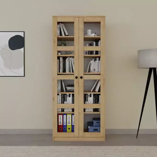 Lucas Cam Kapaklı Vitrin - Büfe - Kitaplık ve Çok Amaçlı Dolap ( AYARLANABİLİR RAF ) Ceviz - Meşe - Image 1