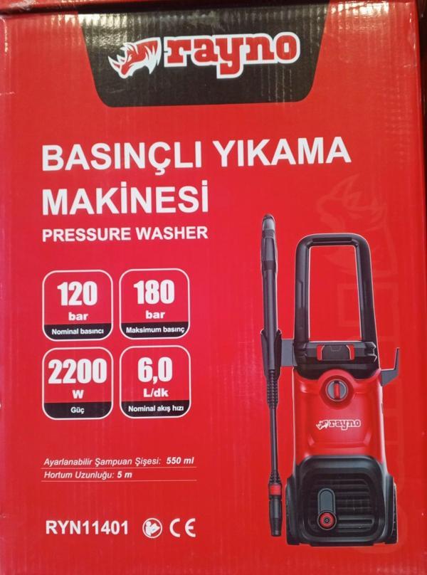 Rayno Yüksek Basınçlı Oto Yıkama Makinesi 2500W 180 Bar - Image 1