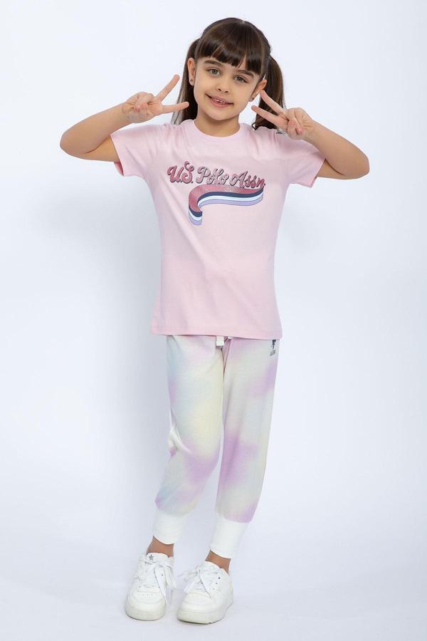 U.S. Polo Assn 1070 Garson Batik Desenli Kız Çocuk İkili Takım - Image 1