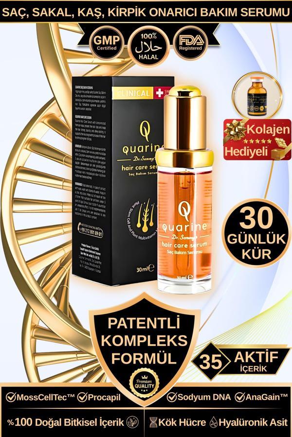 Dr. Sammy's Quarine Onarıcı Premium Saç Serumu (1 Aylık) Dökülmelere Karşı Bitkisel Kök Hücre Ekstratları, Vitamin ve Mineral Içeren %100 Saf ve Doğal Saç, Sakal, Kaş, Kirpik için Serum - Image 1