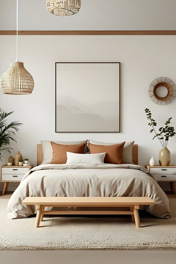 Düz Bej Çift Kişilik Lastikli Çarşaf Düğmeli Nevresim Takım %100 Pamuk 2 Adet Yastık Kılıf - Image 1