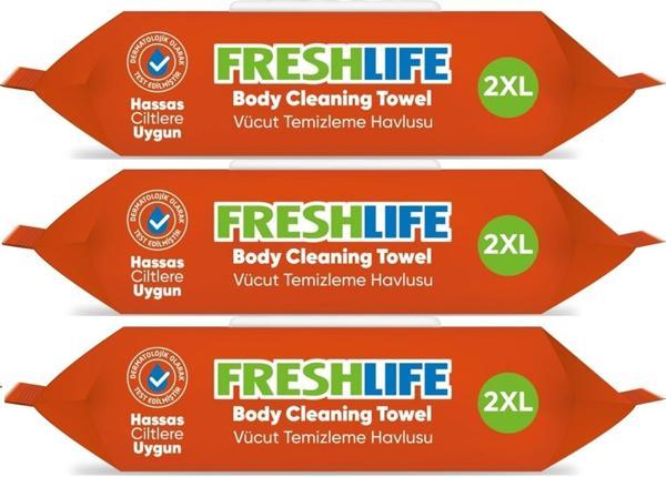 Freshlife Hasta Vücut Temizleme Islak Mendil Havlu 50 Yaprak XL (3 Lü Set) - Image 1