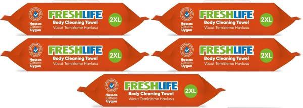 Freshlife Hasta Vücut Temizleme Islak Mendil Havlu 50 Yaprak XL (5 Li Set) - Image 1