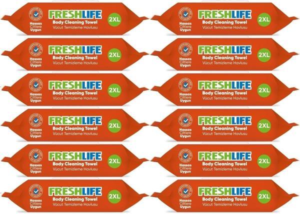 Freshlife Hasta Vücut Temizleme Islak Mendil Havlu 50 Yaprak XL (12 Li Set) - Image 1