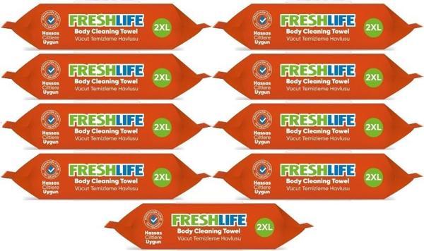 Freshlife Hasta Vücut Temizleme Islak Mendil Havlu 50 Yaprak XL (9 Lu Set) - Image 1
