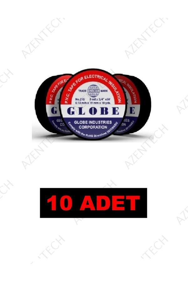 Orjinal Globe 0.13MM X 19MMX 10MM Izole Bant Elektrik Bandı Siyah 10'li Paket - Image 1
