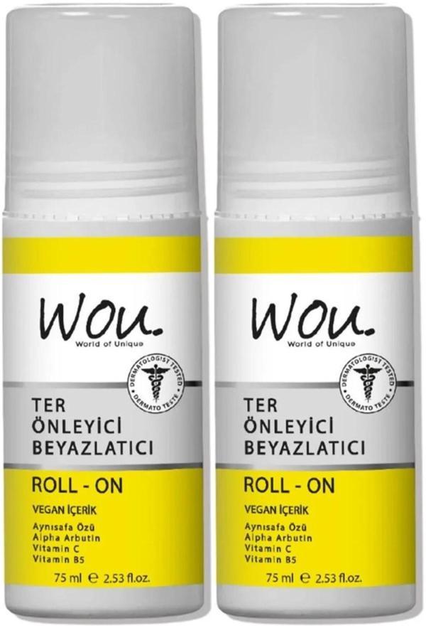 Wou World Of Unique Roll-On Unisex Deodorant 75ML Ter Önleyici Beyazlatıcı (2 Li Set) - Image 1