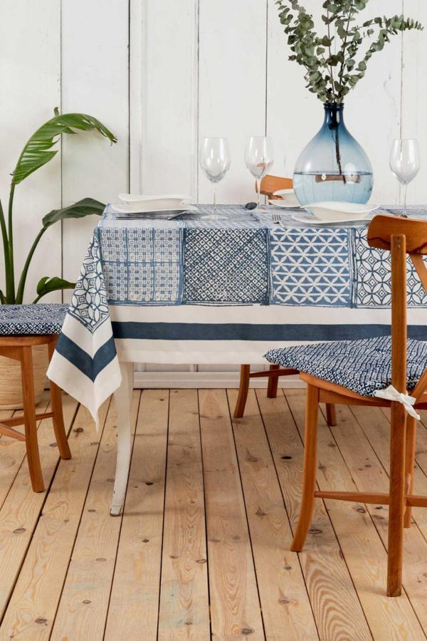 Karaca Home Castore Mavi Baskılı Masa Örtüsü 150x240 cm - Image 1