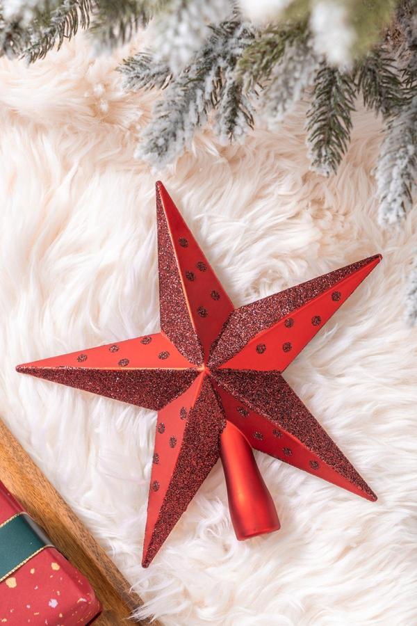 Karaca Home New Year Yılbaşı Yıldız Ağaç Başlığı Kırmızı - Image 1