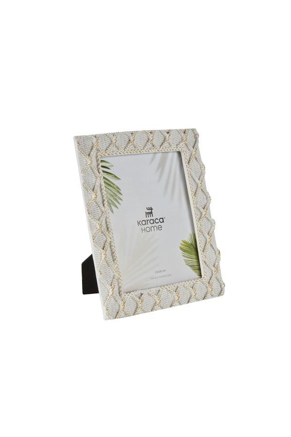 Karaca Home Melanie Hasır Görünümlü Fotoğraf Çerçevesi Beyaz - Image 1