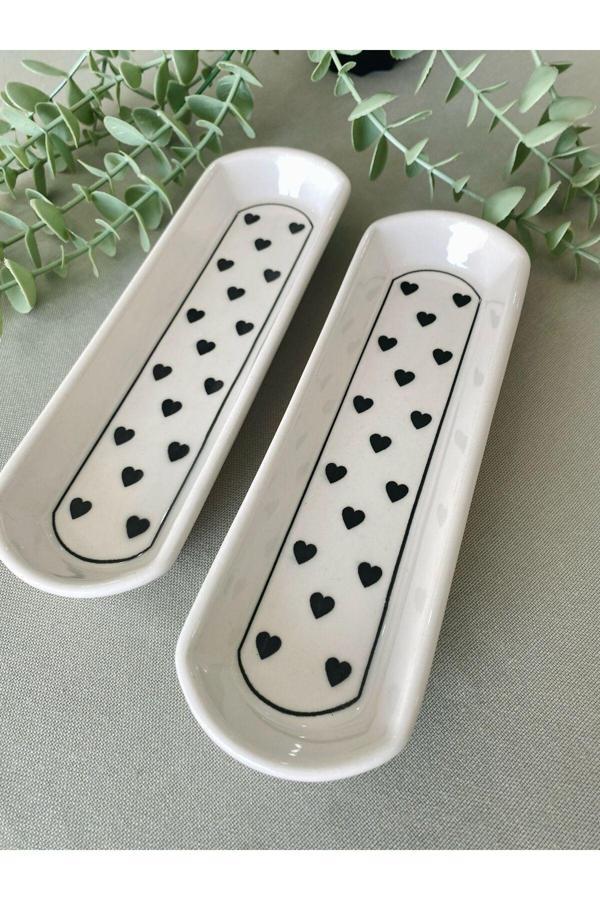 LOVE Siyah Kalp İkili Zeytinlik Sunum Tabağı - Image 1