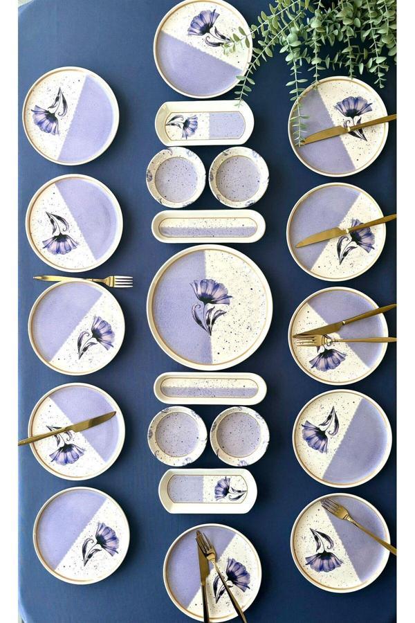 Poppy Model 12 Kişilik 21 Parça Kahvaltı Takımı (Purple) - Image 1