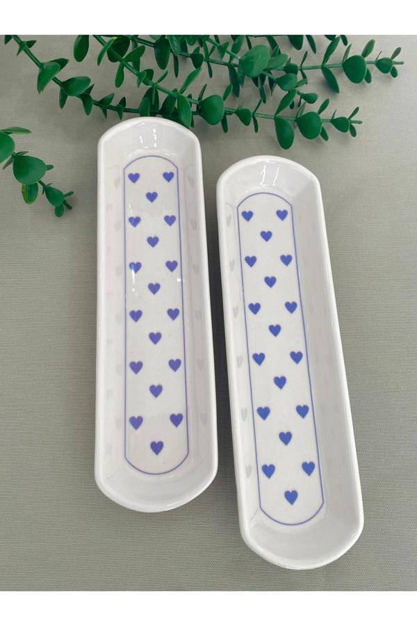 Love Mavi Kalp 2 Adet Zeytinlik Tabak - Image 1