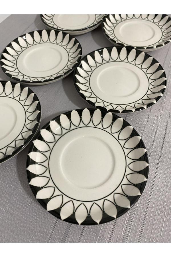 Siyah elips model 6 adet çay tabağı - Image 1