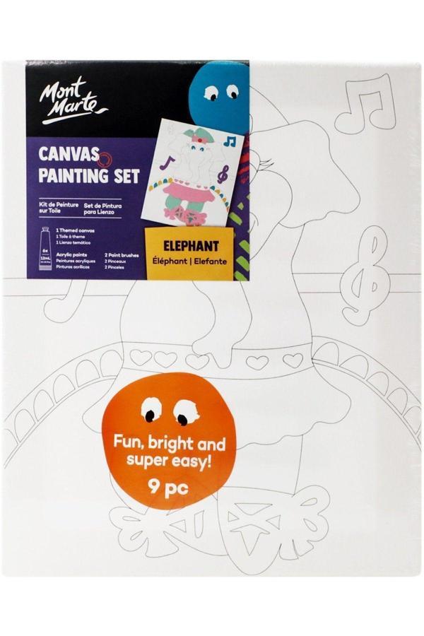 M.M. Kanvas Tablo ve Boyama Seti 9 Parça - Fil - Image 1