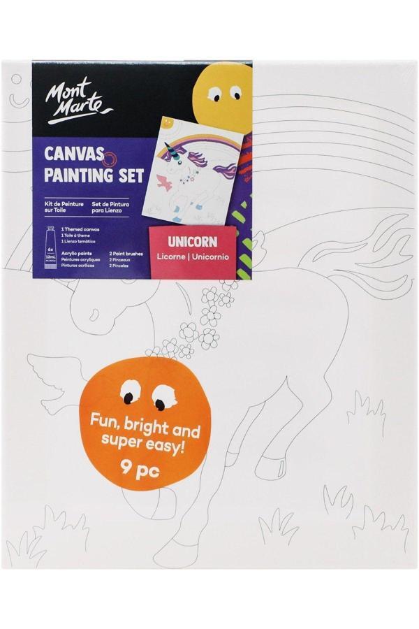 M.M. Kanvas Tablo ve Boyama Seti 9 Parça - Tek Boynuzlu At - Image 1
