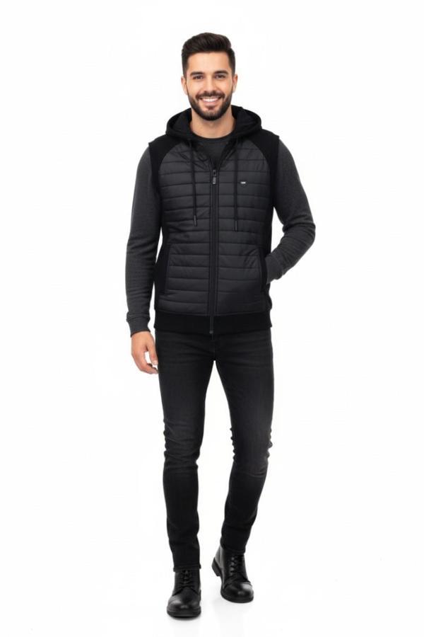 Erkek Kapitone Modelli 3 İplik Kapüşonlu Yelek BGL-ST04866 - Image 1