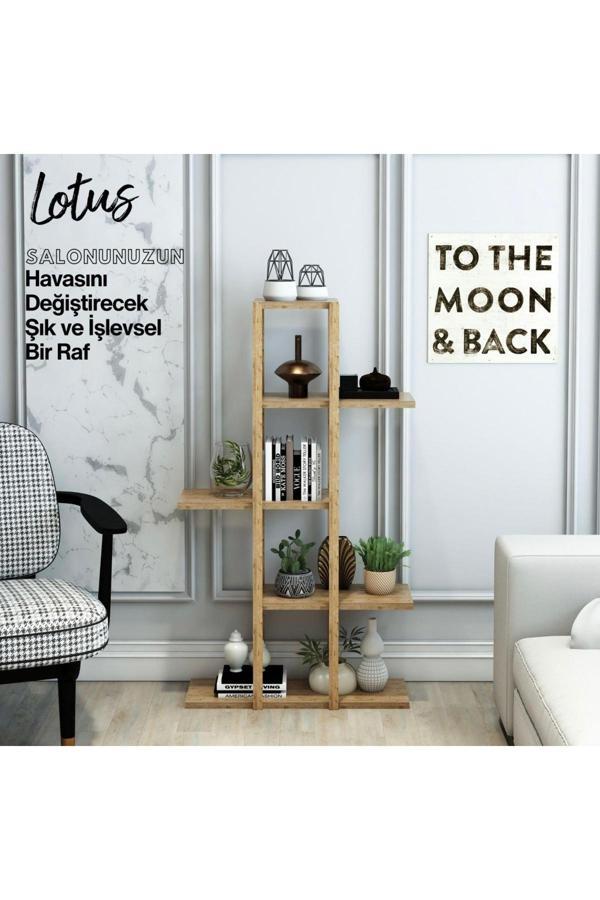 Frefly 5 Katlı Ahşap Çiçeklik, Saksılık, Saksı Standı / Dekoratif Raf / Çok Amaçlı Kullanım (Atlantik Çam) - Image 1