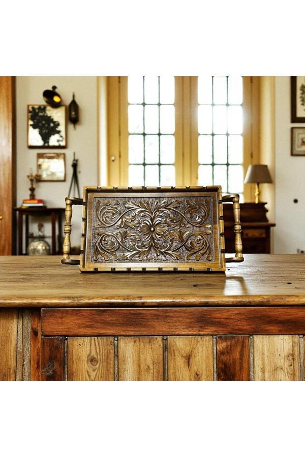 Frefly Store Özel El Emeği Göz Nuru Çeviz Ağacından Çay Tepsisi - Image 1