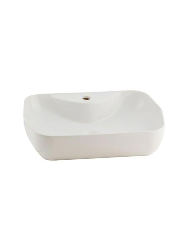 Seramiksan Lucida Tezgah Üstü Lavabo Batarya Delikli P. Beyaz 55 Cm - Image 1
