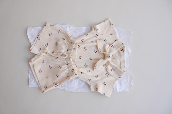 Cherry Baskı Kaşkorse Yaka Bağlamalı Takım - Image 1