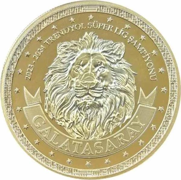 AgaKulche Galatasaray 24. Şampiyonluk Kutulu Altın Kaplama Gümüş Sikke Coin - Image 1
