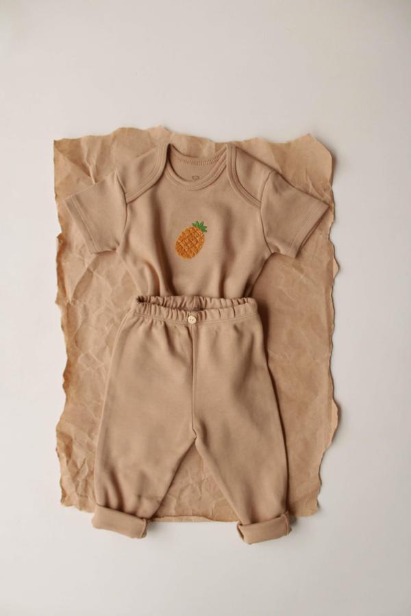 Ananas Nakışlı Kısa Kollu Body Tayt Takım - Image 1