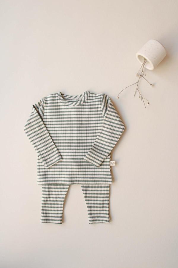 Haki Çizgili Alt Üst Takım - Image 1