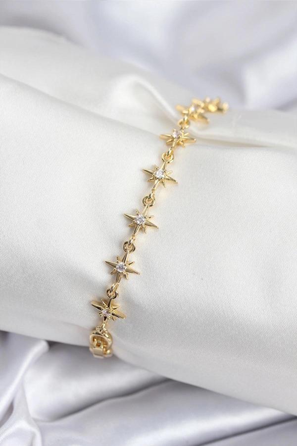 Pirinç VIP Seri Gold Renk Sıralı Kutup Yıldızı Kadın Bileklik - TJ-BB7927 - Image 1