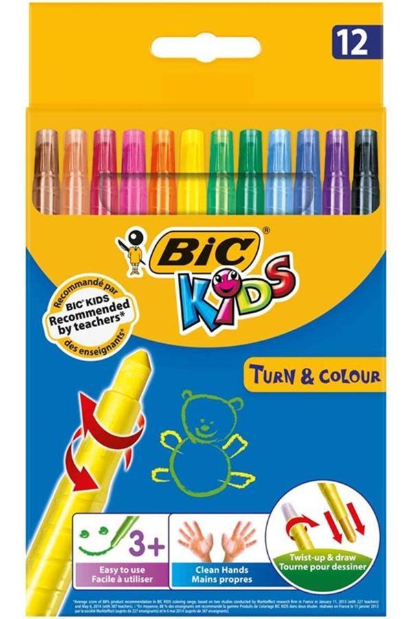Bic Marka: Kids 12 Renk Çevirmeli Mum Boya 880508 Kategori: Akrilik Boya - Image 1