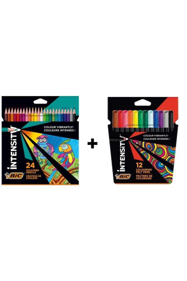 Bic Intensity 24'Lü Kuru Boya Ve 12'Li Intensity Keçeli Kalem Seti - Image 1