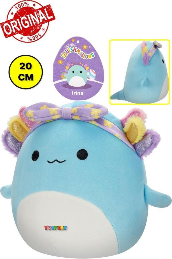 Squishmallows Gökkuşağı Solungaçları ve Mor Kafa Bandı ile IRINA Yumuşak Pürüzsüz Peluş - 20 cm - Image 1