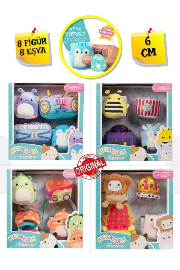 Micromallows Squishmallows Mini Yumuşak Peluş Oyuncak 8 Figür + 8 Aksesuar Figür Seti - 6 CM - Image 1