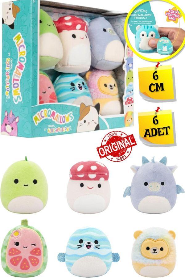 Micromallows Squishmallows Mini Yumuşak Peluş Oyuncak 6 lı Figür Seti - 6 CM - MODEL - 2 - Image 1