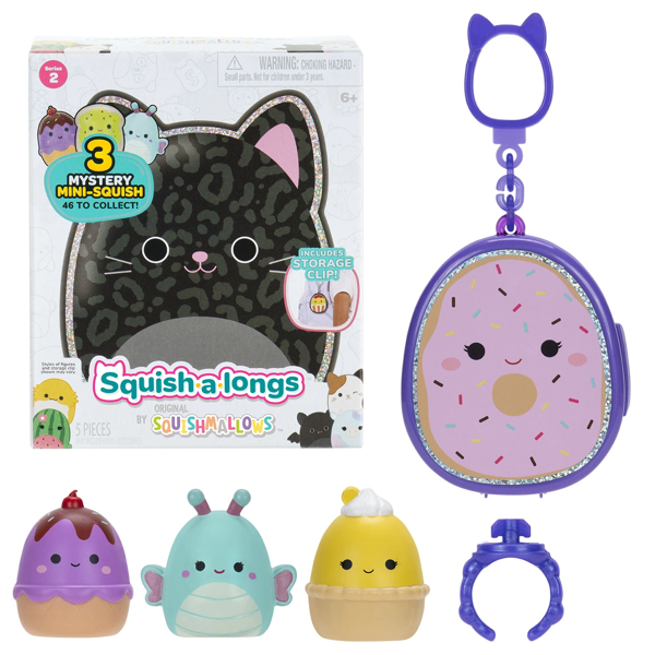 Squishmallows Squish-a-longs 3 Figür + Yüzük Çantalı Sürpriz Paket Seri 2 - Image 1