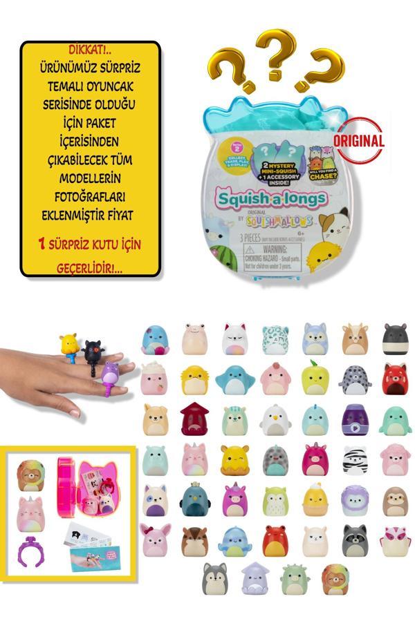 Squishmallows Squish-a-longs 2 Figür +Yüzük Sürpriz Paket Seri 2 - 1 ADET SÜRPRİZ KÜÇÜK KUTU GELİYOR - Image 1
