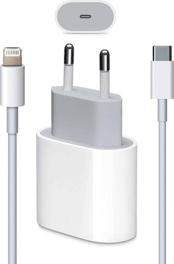 Orjinal Iphone 11/11 Pro/11 Pro Max Şarj Aleti Seti 18w Usb-c Adaptör Usb-c Lightning Kablo. - Image 1