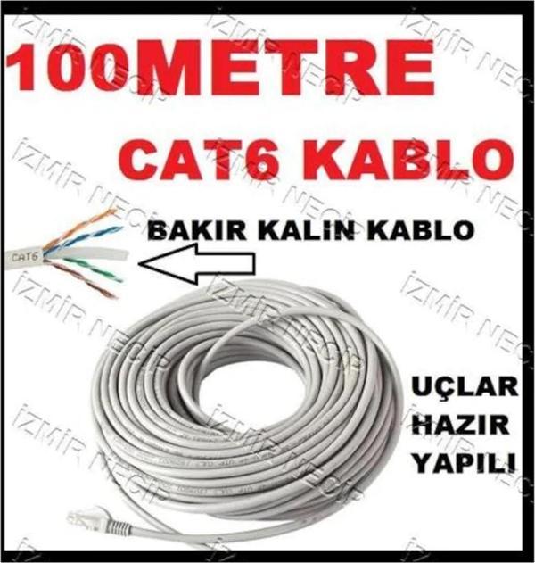 Ncpline 100Mt 100 Metre +Tv Plus Fiber Adsl Modem Bilgisayar Arası Ethernet Internet Kablosu Ağ Network - Image 1