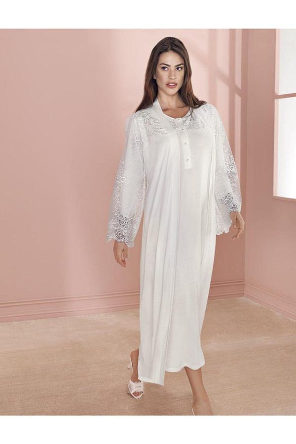 Espuar Kadın 737 Penye Rahat Uzun Gecelik Ve Sabahlık Lohusa Takım - Image 1