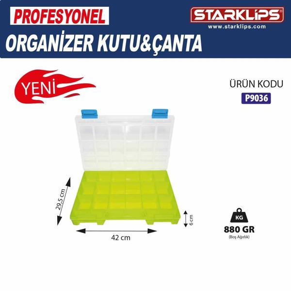 Fosforlu 20 Bölmeli Plastik Organizer Çanta  Sabit Gözlü Takım, Hobi ve Vida Düzenleyici Kutu - Image 1