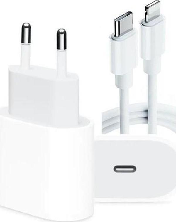 Sesatech Apple Uyumlu Megatech iPhone 20W USB C Hızlı Şarj Adaptörü + USB C Şarj Kablosu - Image 1