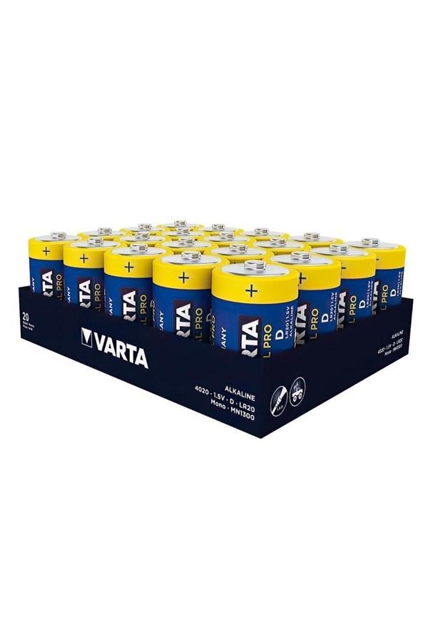 Varta 4020 Industrial D Büyük Boy Pro Alkalin Pil 20'Li Paket - Image 1
