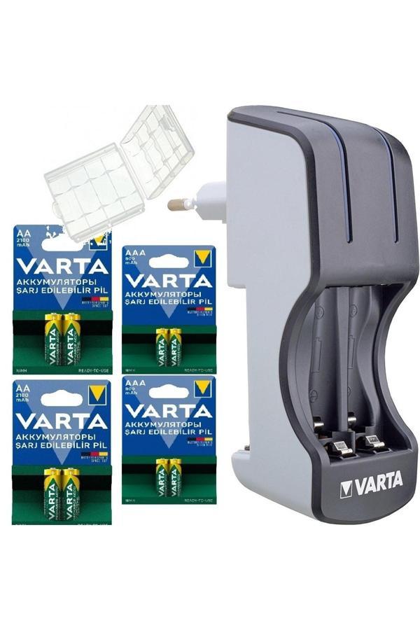 Varta 4X2100Mah Aa Kalem Pil+4X800 Aaa Ince Pil+ Pocket Charger Şarj Cihazı 2-4 Adet Pil Şarj Eder - Image 1